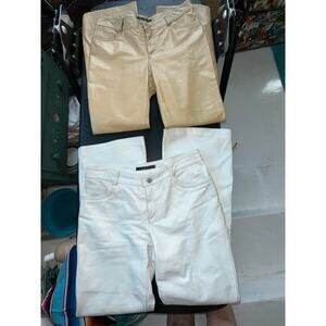 THEORY BEIGE LAMB LEATHER JEANS MADE IN ITALY 6